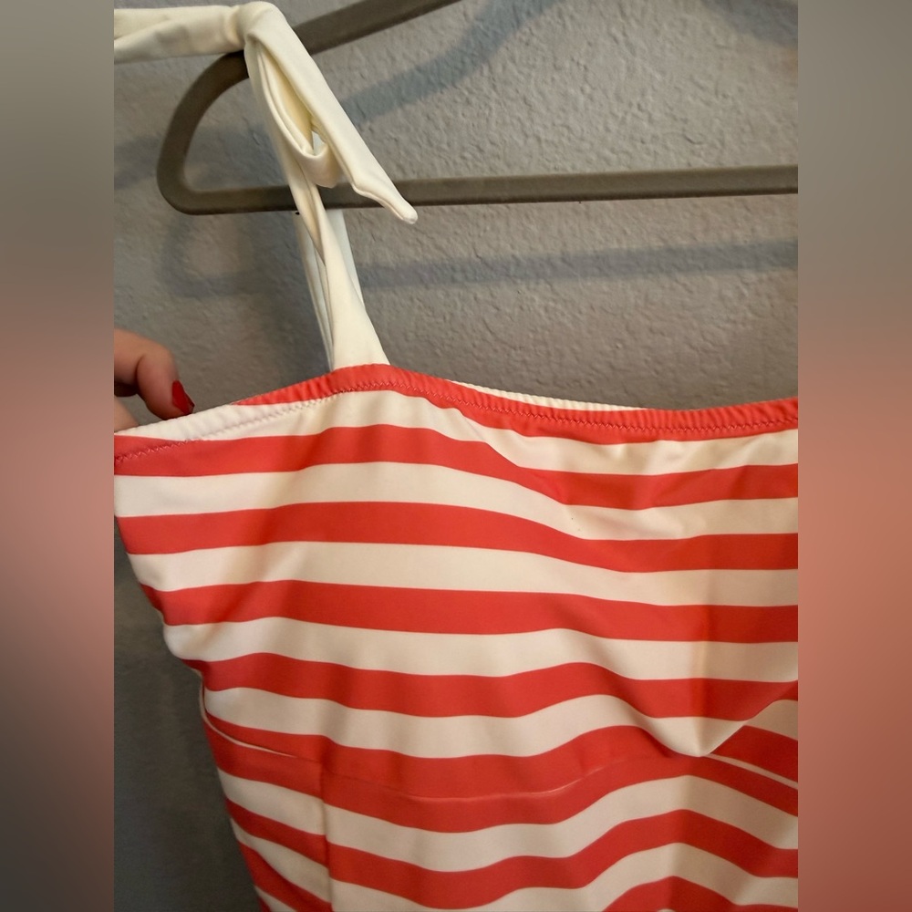 Summersalt Orange & White Stripe One Piece Swimsuit Size 14 - Picture 2 of 3